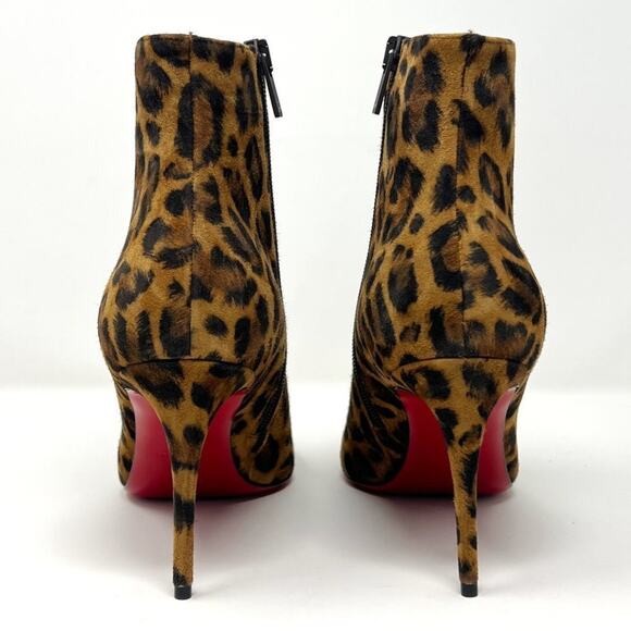 Christian Louboutin Eloise Suede Leopard Print Ankle Booties- Size 38 - Picture 5 of 10
